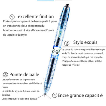 TD® Appuyez sur stylo gel stylo petite personnalité fraîche papeterie créative stylo à eau bleue,Paquet de 2